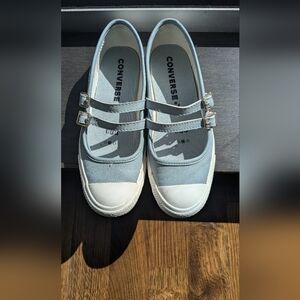 Converse Women's Mary Jane Double-Strap Sneakers in Light Blue and White